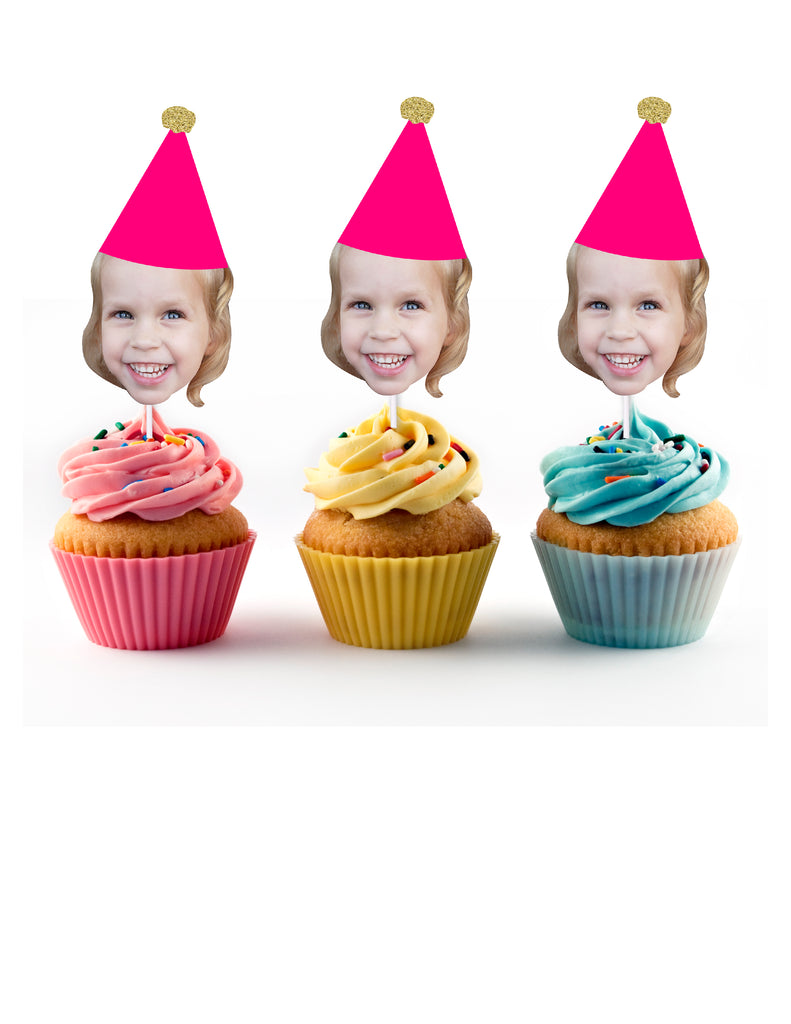 Hot Pink Hat Cupcake toppers
