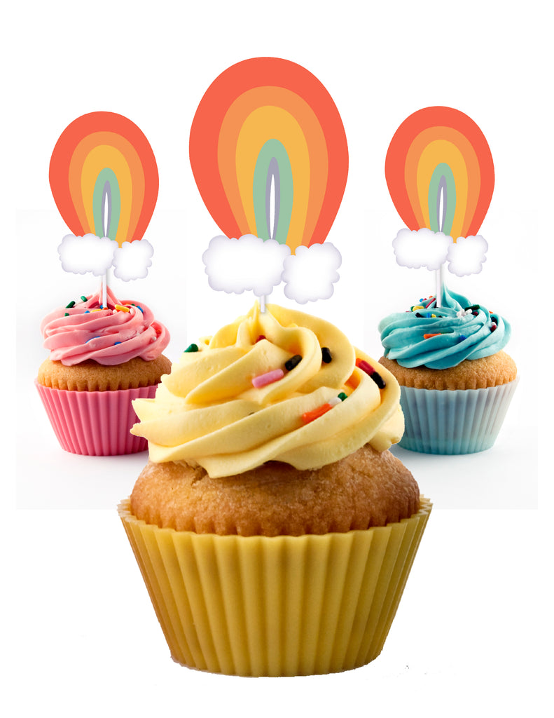 Rainbow cupcake toppers  - 12 count