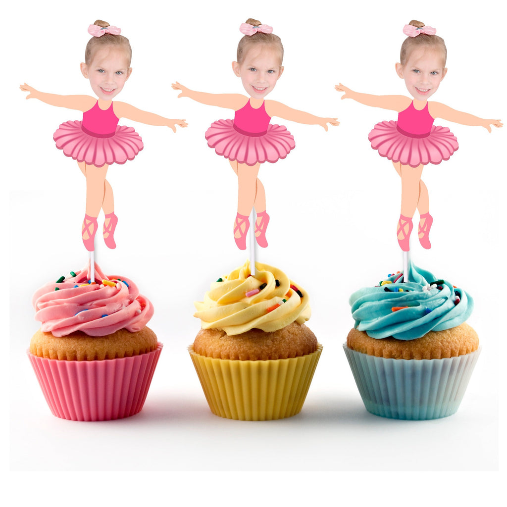 Personalized ballerina cupcake toppers customized with your face!