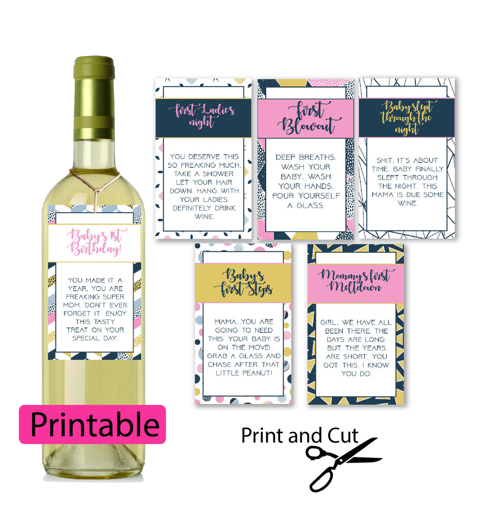Printable New Mom Wine Labels for Baby Shower