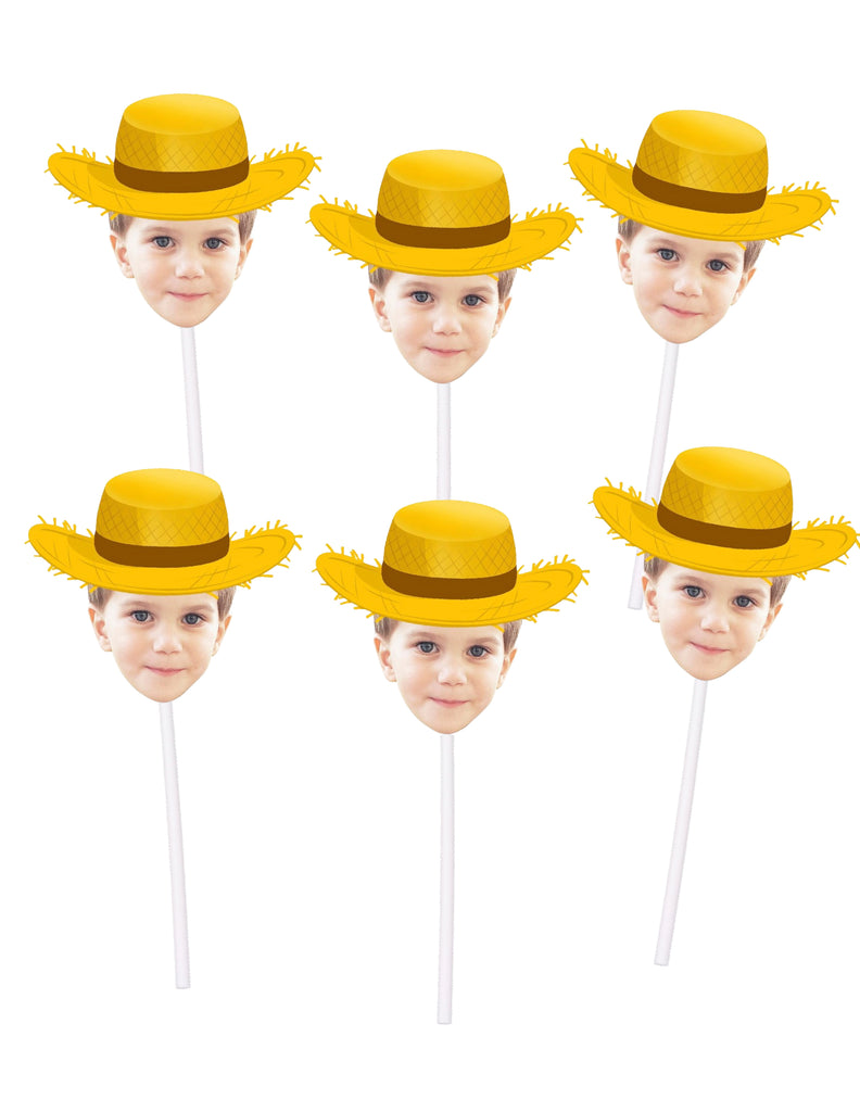 Farm Cupcake Toppers Customized with Photo and Farmers Hat (12 count)