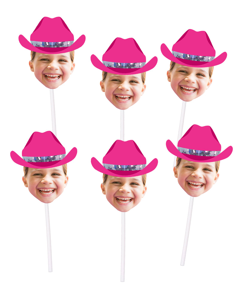 space cowgirl cupcake toppers personalized with photo