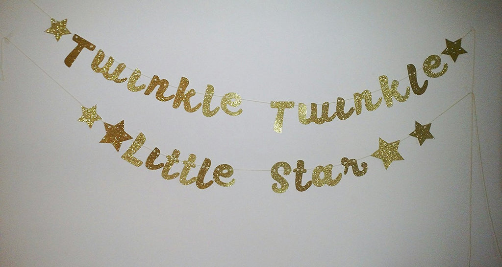 gold twinkle twinkle little star banner