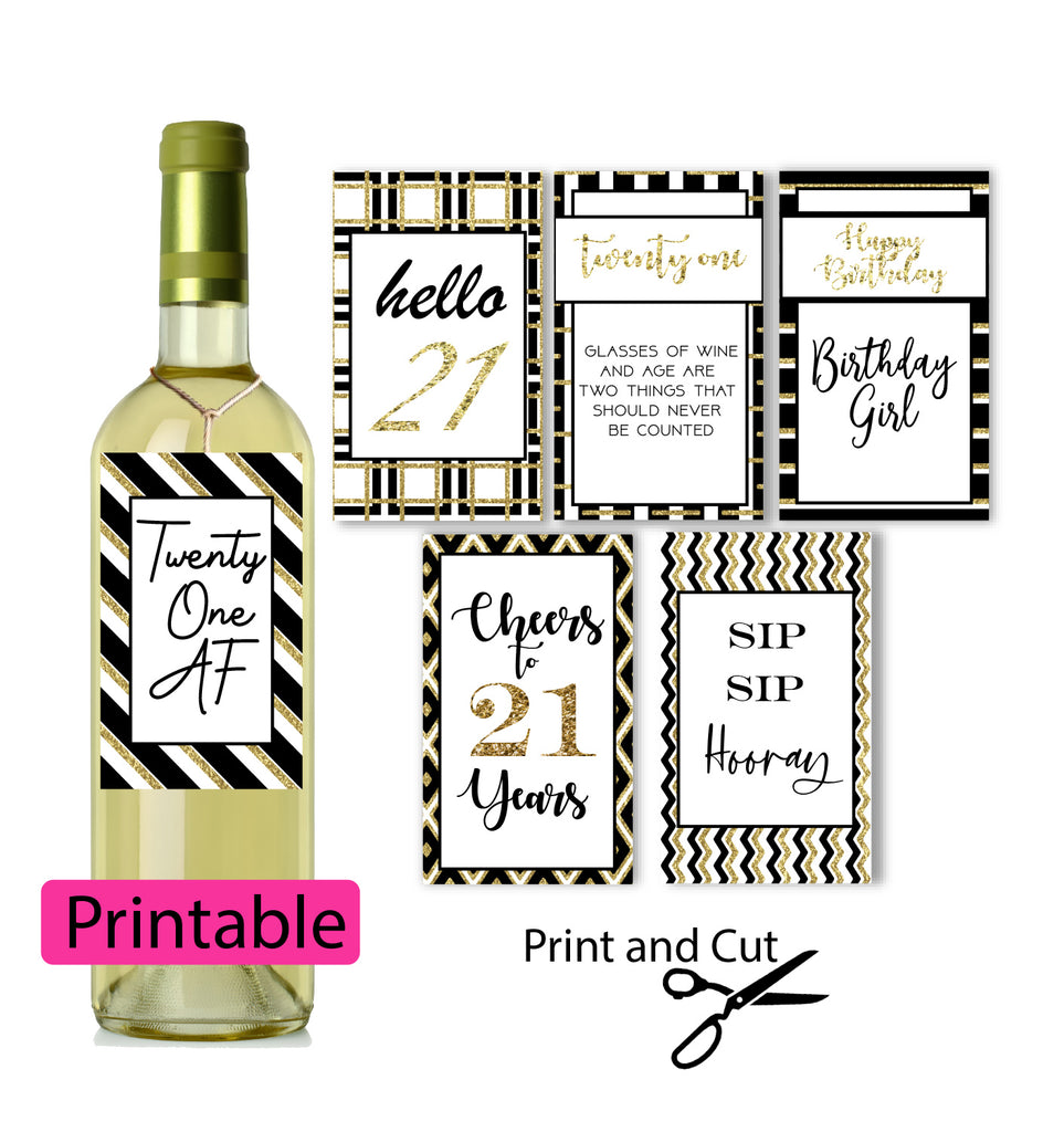21st birthday printable wine tags