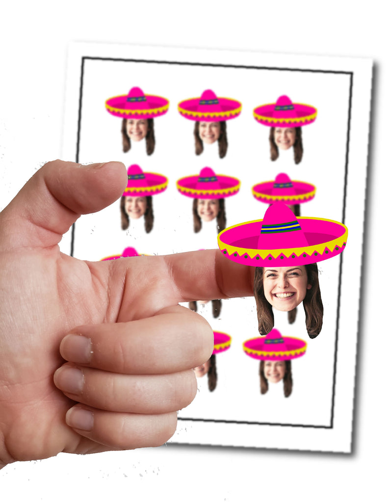 Custom Fiesta Stickers with Face and Sombrero