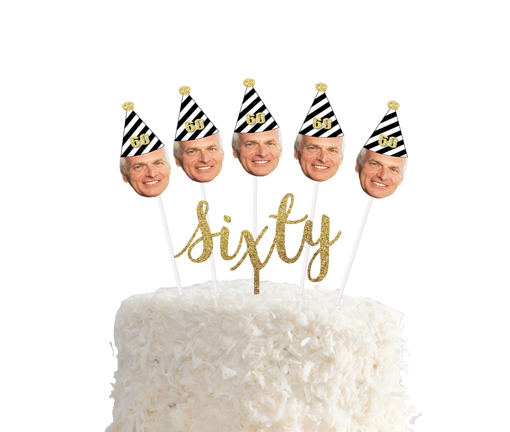 60th cake topper with face
