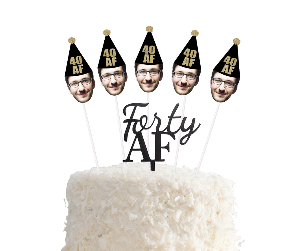 Forty AF cake topper with face