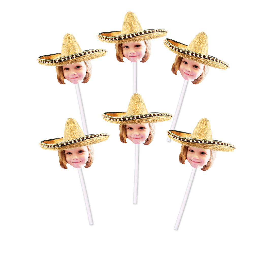 Sombrero cupcake toppers with face