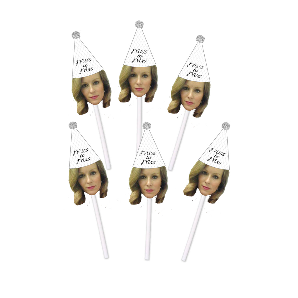 Bridal Cupcake Toppers with Face and Hat (12 count)