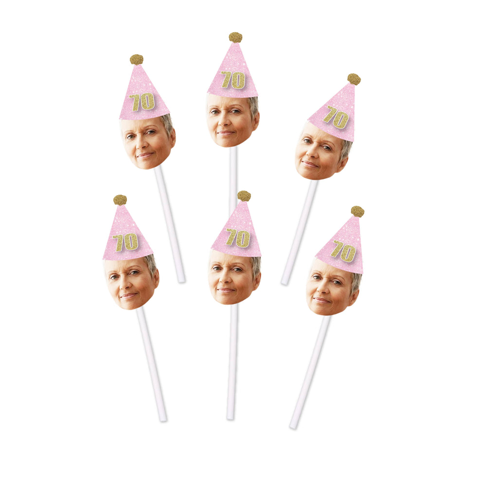 Pink glitter cupcake toppers for birthday party