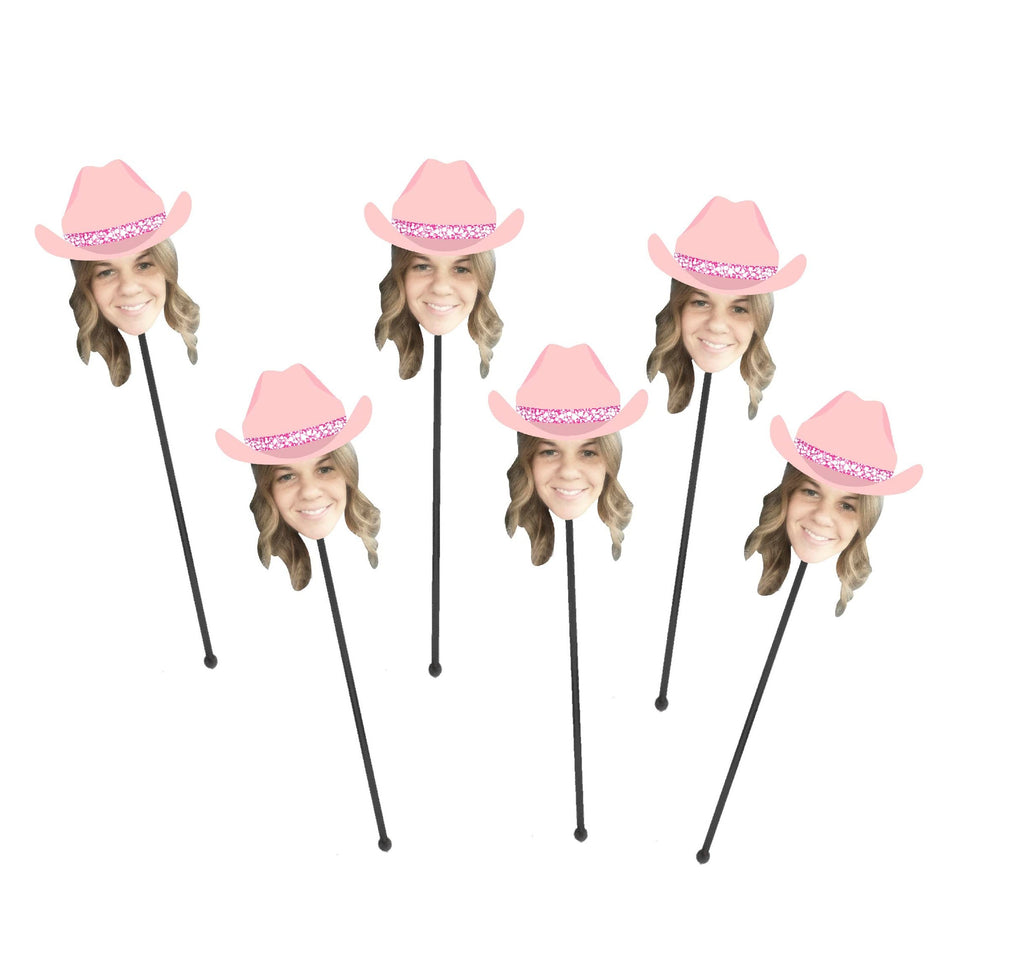 Cowgirl Drink Stirrers Customized with Face