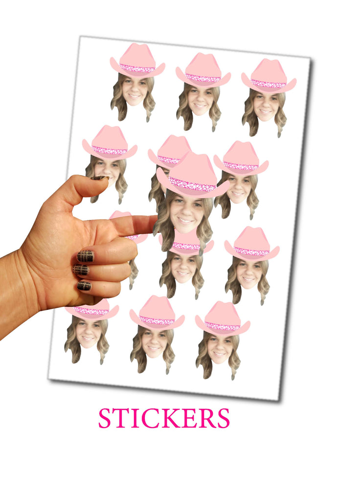Cowgirl rodeo stickers customized with the face of your choosing
