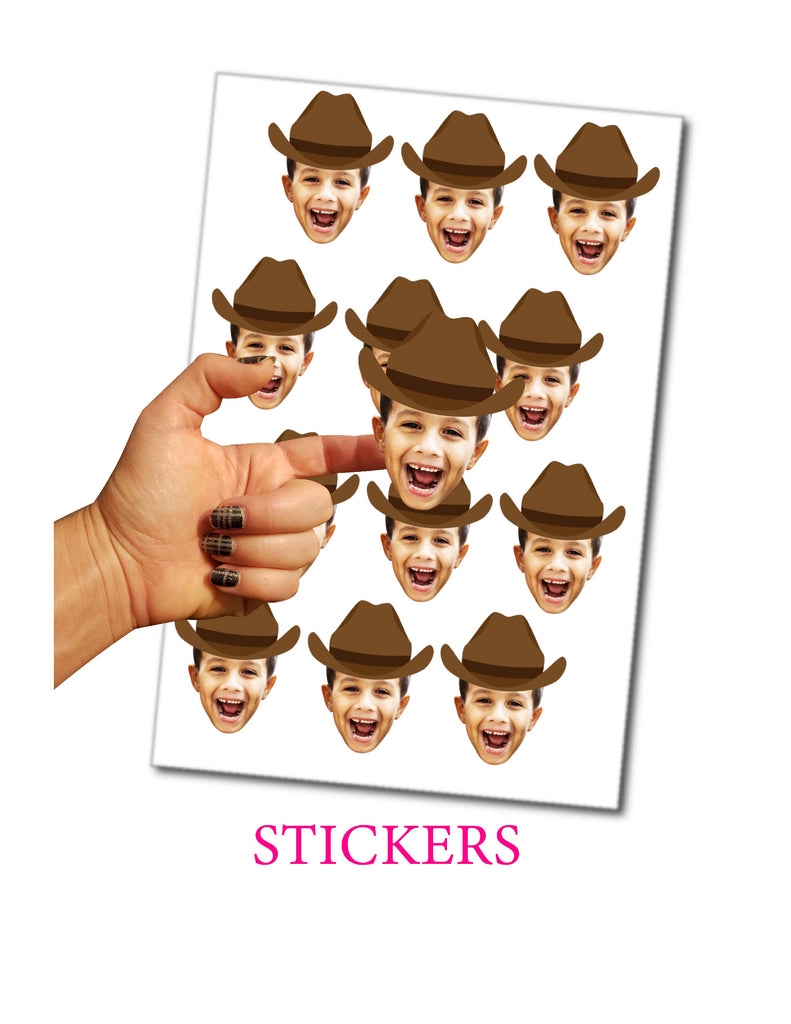 Cowboy stickers customized with the face of your choosing