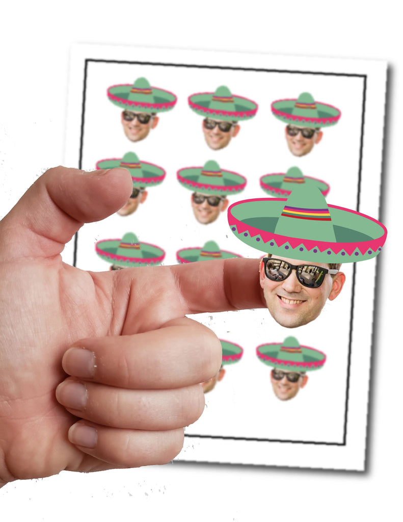 Custom Fiesta Stickers with Face and Sombrero