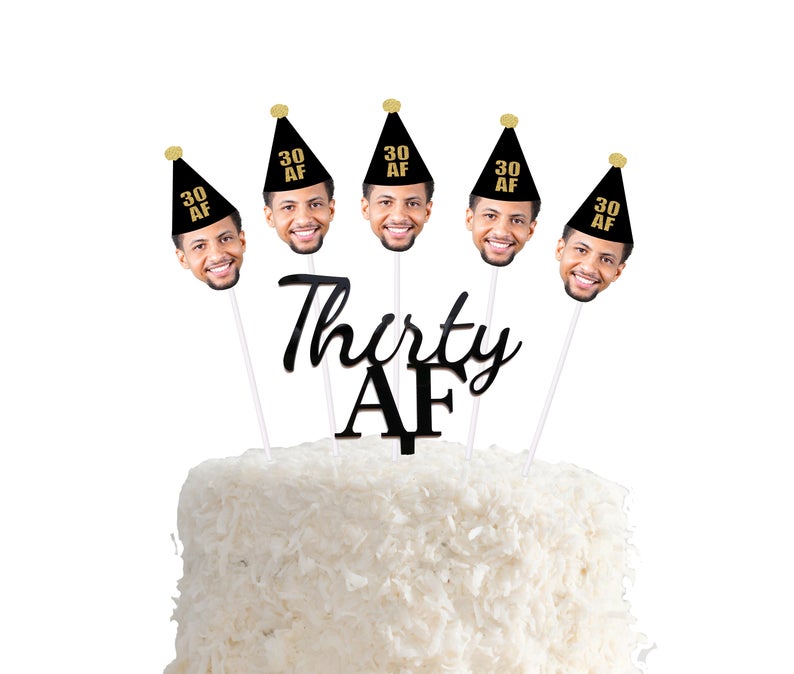 Thirty AF black face cake topper