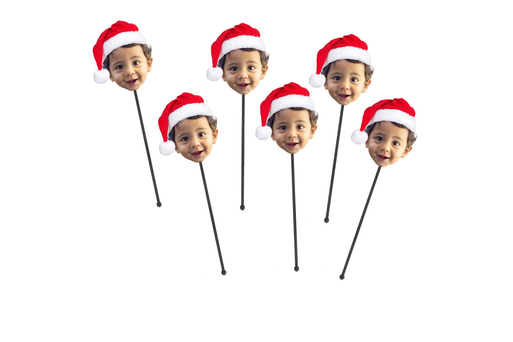 Santa Drink Stirrers Customized with Photo (12 count)