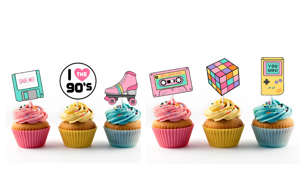 girly 90s themed cupcake topper -12 count
