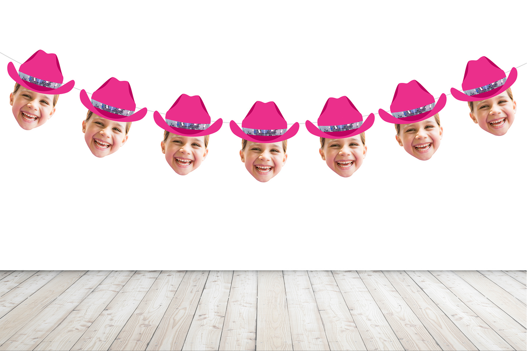 Disco cowgirl banner customized with photo