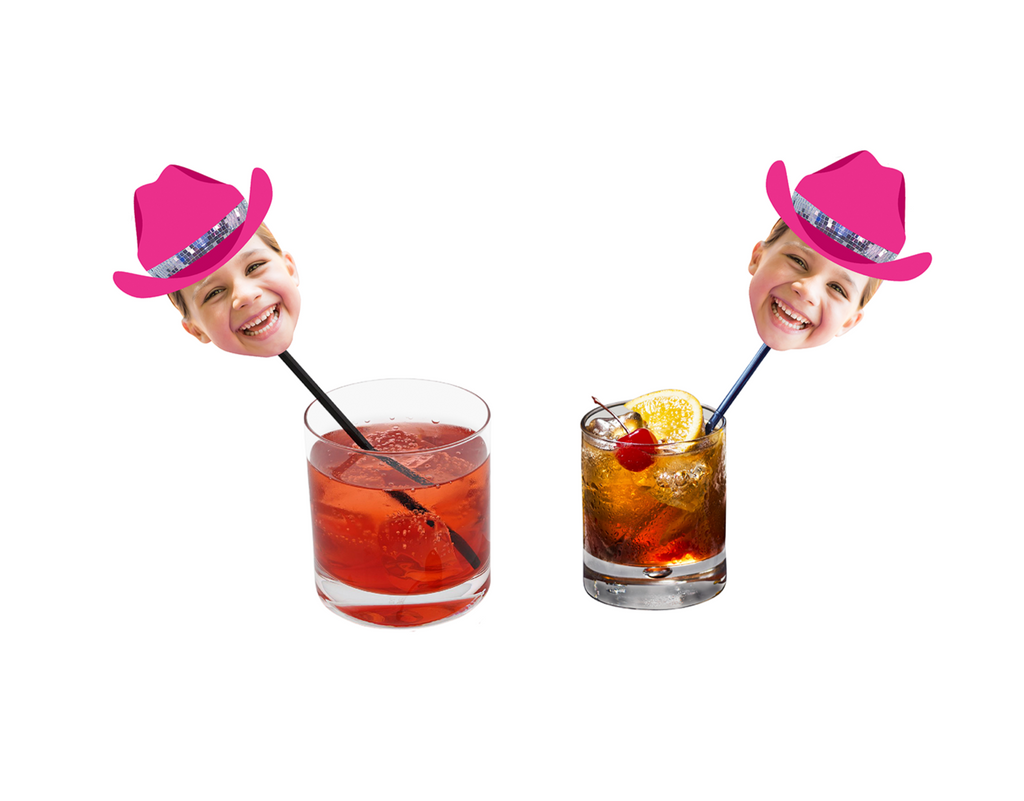 Space cowgirl drink stirrers customized with photo