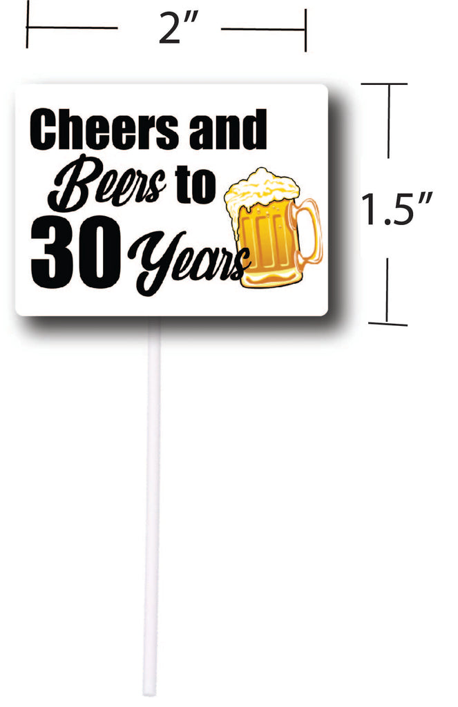 Cheers and Beers to 30 Years Cupcake Toppers (12 count)