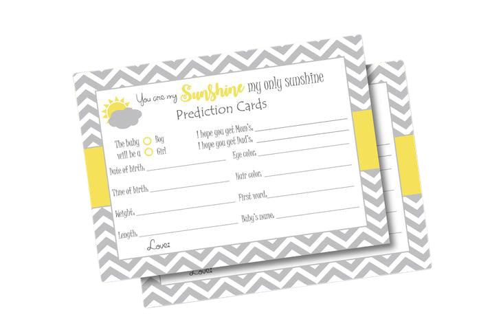 You are my sunshine mom to be prediction cards