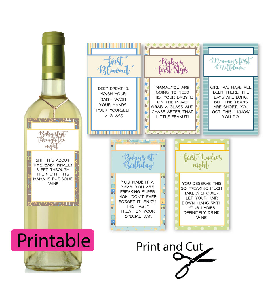 Baby boy themed wine labels