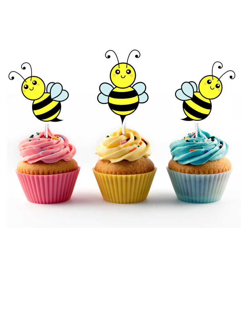 HappyBEE Birthday Bee cupcake toppers