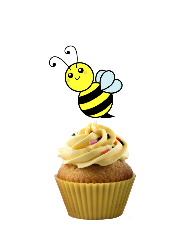 Cute little bee cupcake toppers for HapBEE Birthday Party