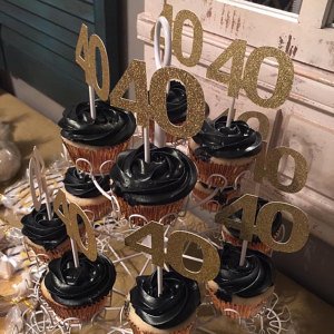 40 birthday gold cupcake toppers