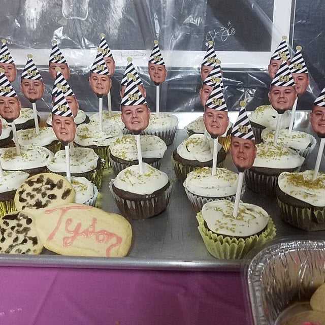 30th birthday face cupcake toppers with birthday hat