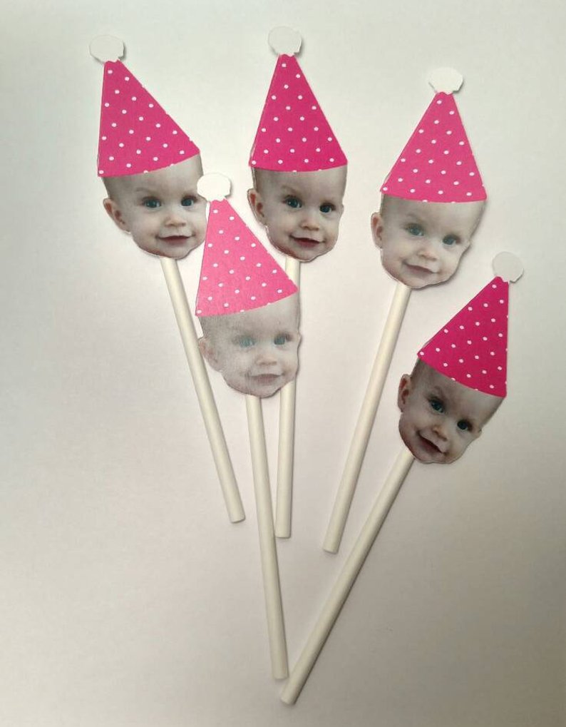 Polka Dot Birthday Hat  Cupcake with Face (12 count)