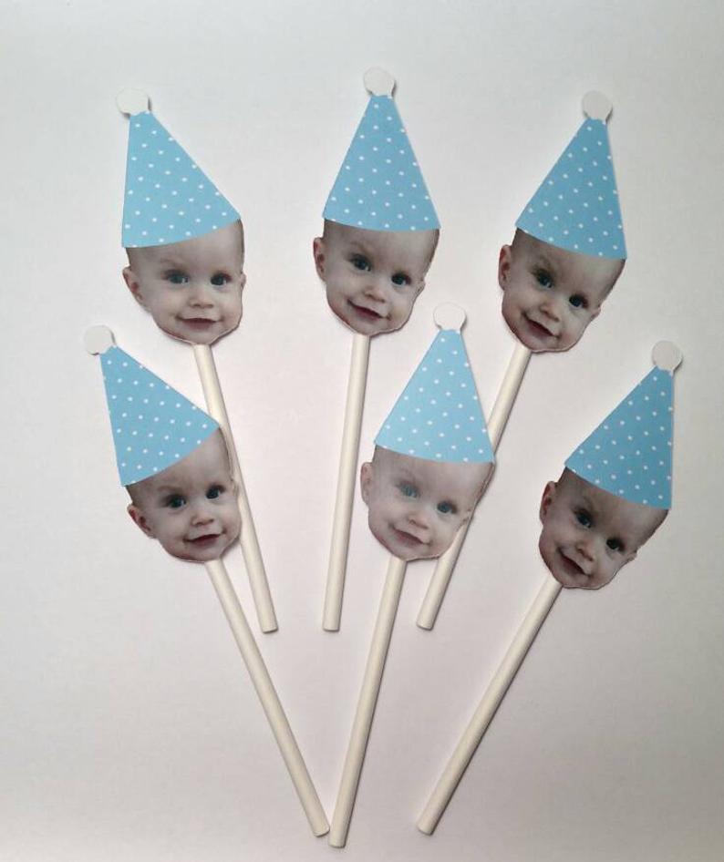 Polka Dot Birthday Hat  Cupcake with Face (12 count)