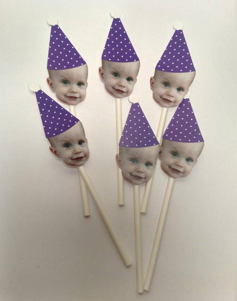 Polka Dot Birthday Hat  Cupcake with Face (12 count)