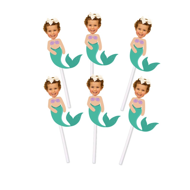 Custom mermaid cupcake toppers with face