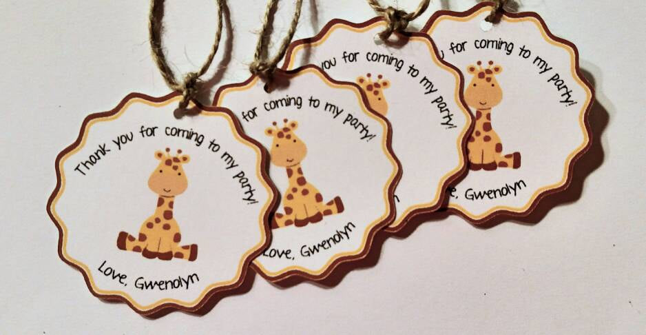 Giraffe Favor Tags for Birthday Party or Baby Shower (set of 24)