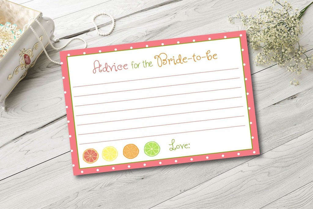 Citrus bride to be advice cards