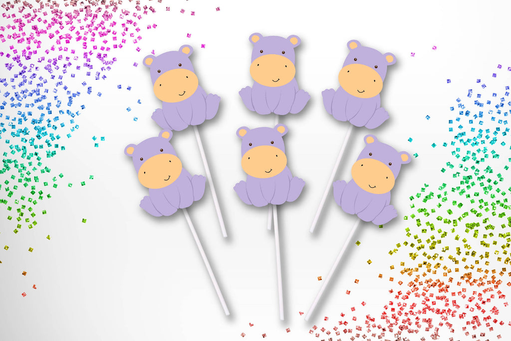 Hippo Cupcake Toppers for Baby Shower or Birthday Party (12 count)