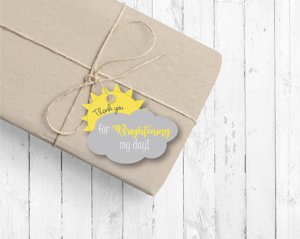 You are my sunshine favor tags in shape of sun and clouds (set of 24)