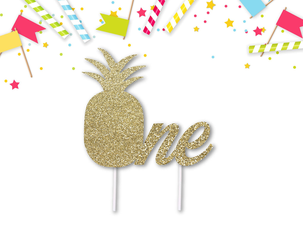 1st Birthday gold glitter cake topper