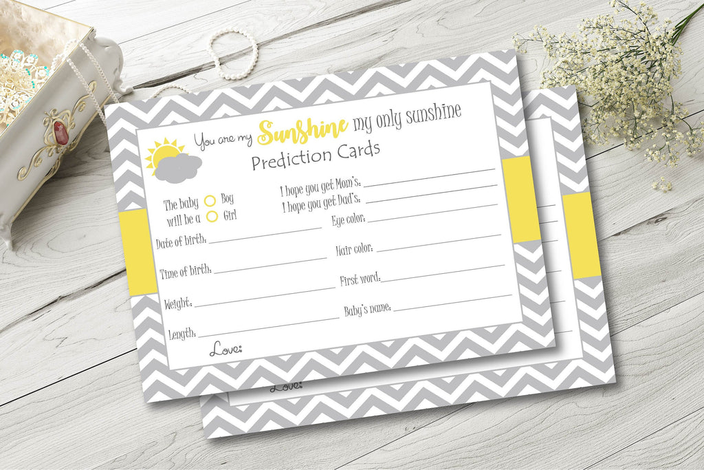 Yellow Prediction cards for mom to be 