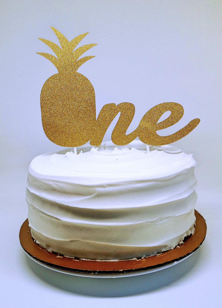 Pineapple First Birthday Glitter Cake Topper