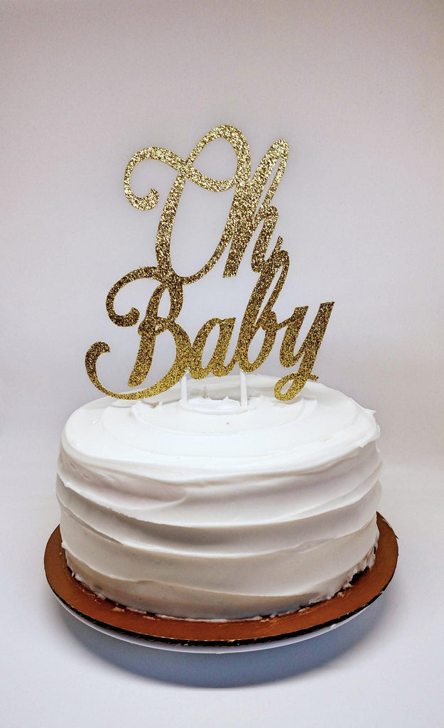 Gold Sparkle baby shower cake topper