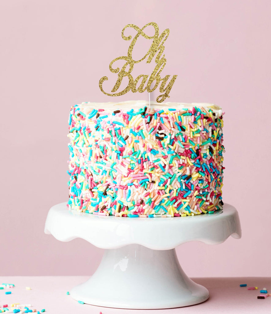 Oh Baby Gold Glitter Cake Topper for Baby Shower