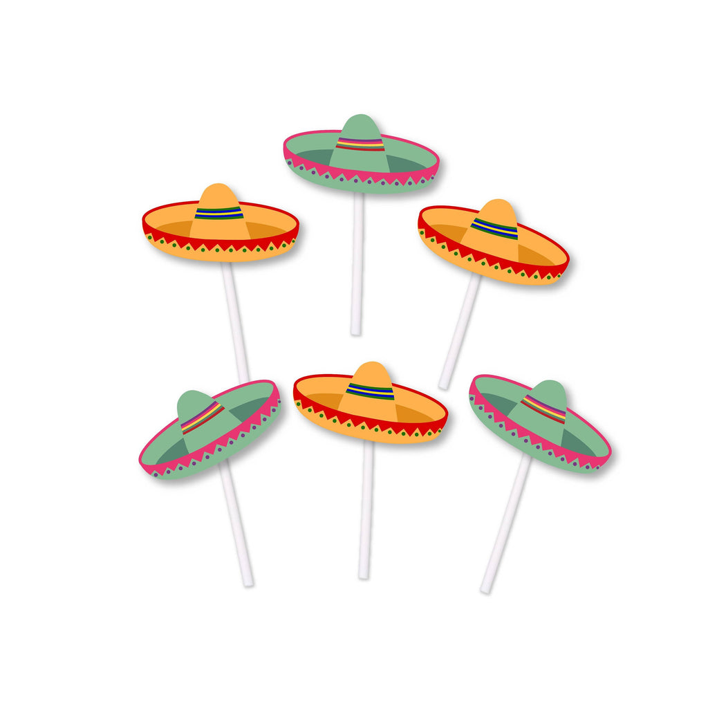 Orange and Green Sombrero cupcake toppers