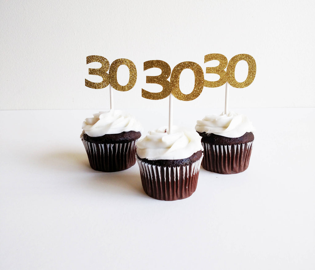 gold sparkle cupcake toppers