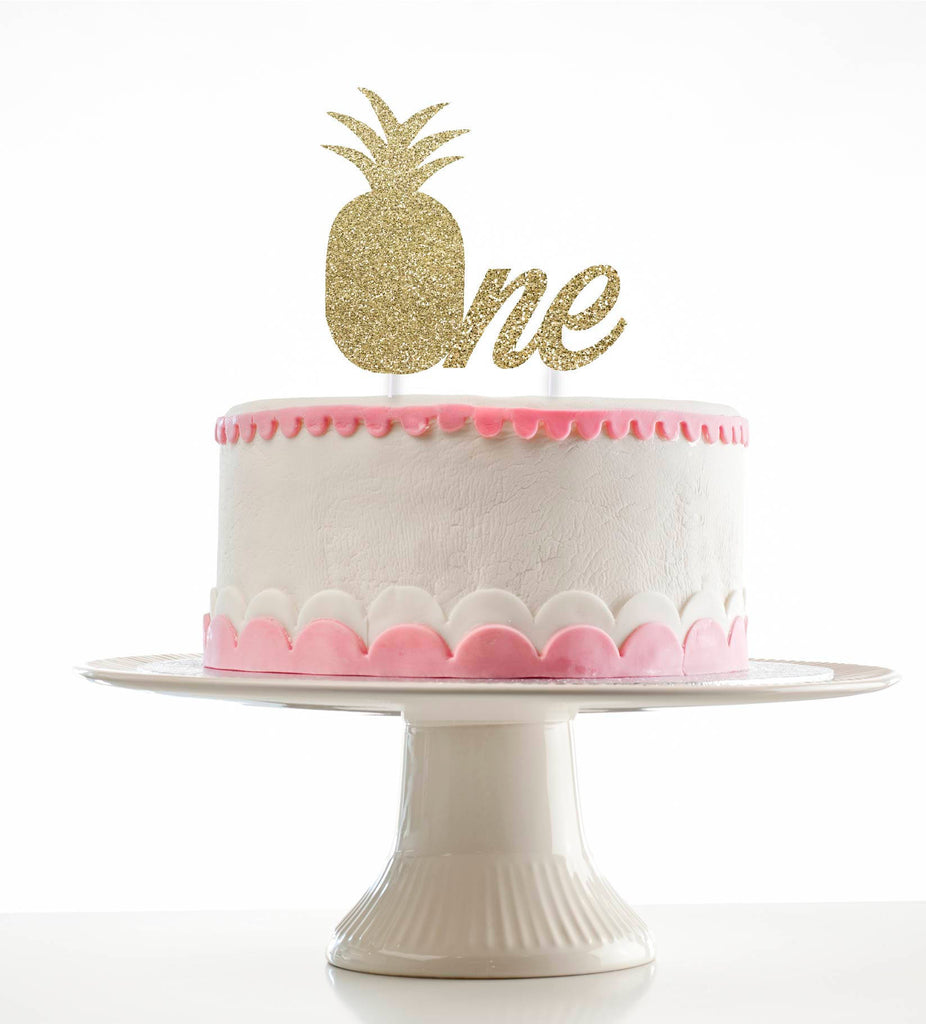 Pineapple First Birthday Glitter Cake Topper