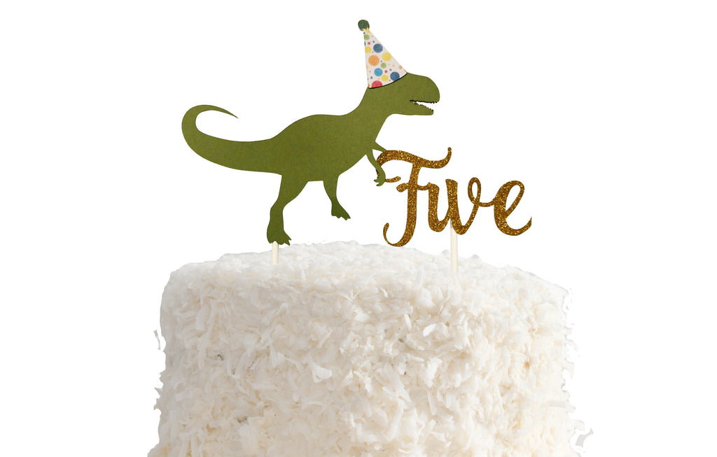 Dinosaur 5th Birthday Cake Topper