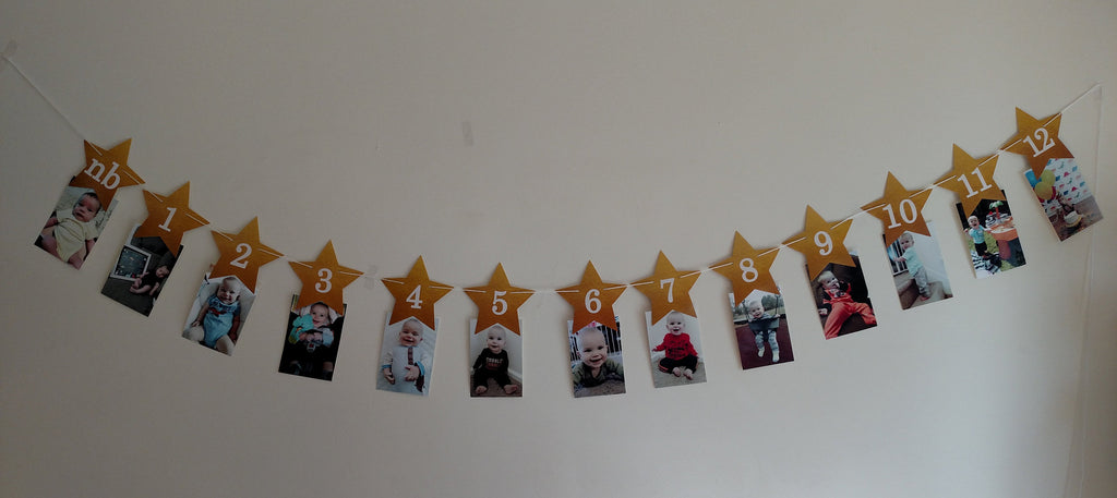 Twinkle Twinkle Little Star Monthly Banner for First Birthday - Garland, Cake Smash, 1st bday
