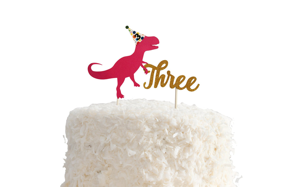 3rd birthday pink cake topper