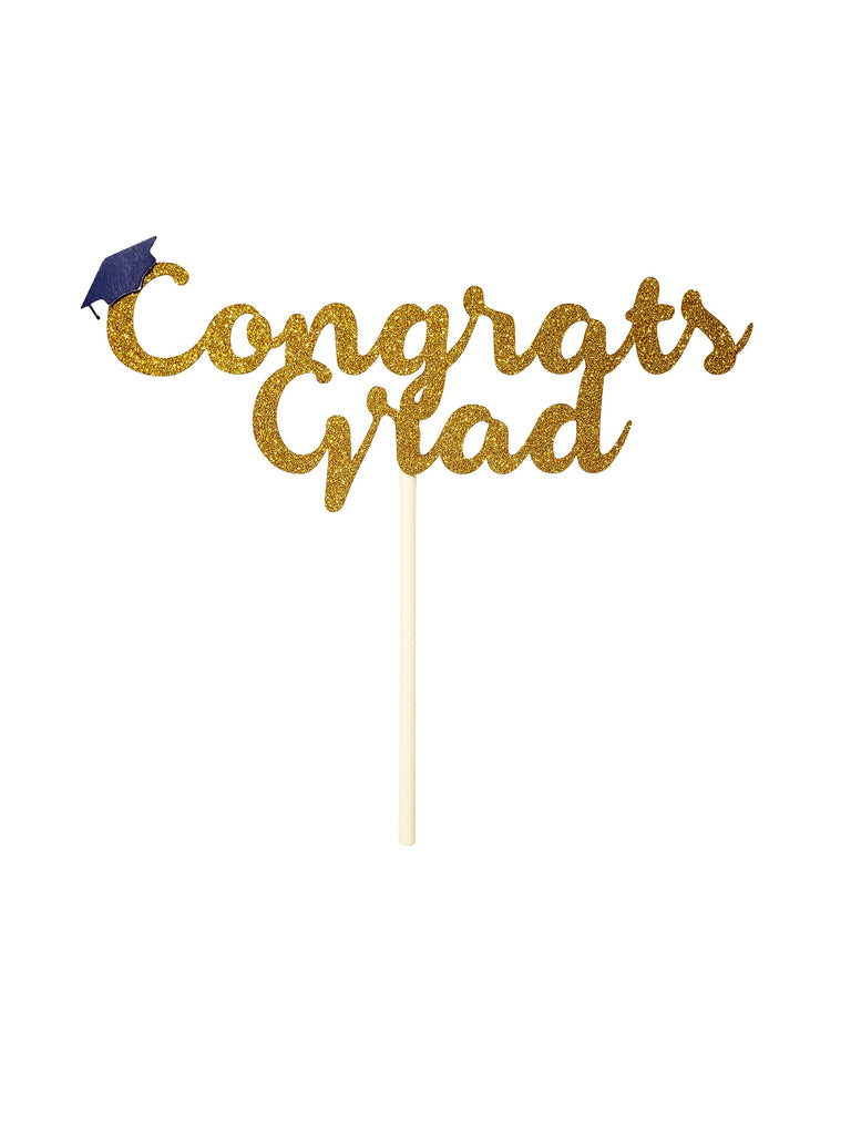 Gold sparkle cake topper graduation cap 